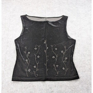 Vintage Velvet Top Women XL Whimsigoth Dark Cottage Floral Beaded Black JR Nites